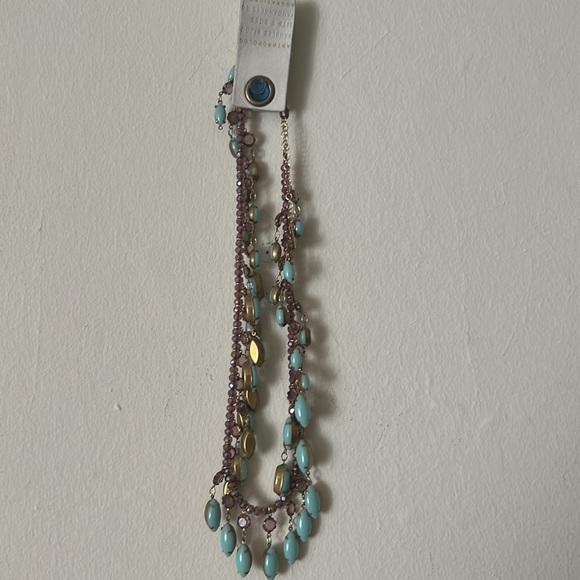 Turquoise and Amethyst Stone Beaded Boho Collar Necklace by Anthropologie - NWT - Picture 4 of 8